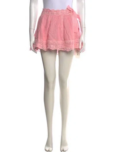 Pre-owned Loveshackfancy Floral Print Mini Skirt In Pink