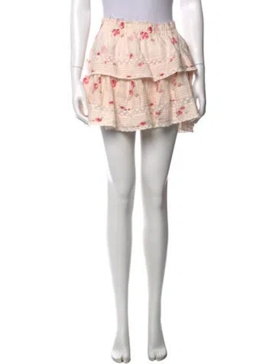 Pre-owned Loveshackfancy Floral Print Mini Skirt In Pink