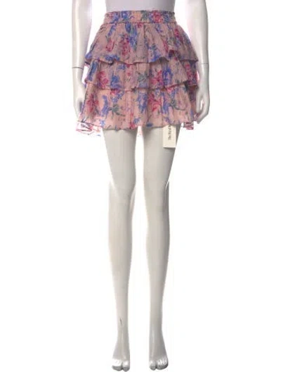 Pre-owned Loveshackfancy Floral Print Mini Skirt In Pink