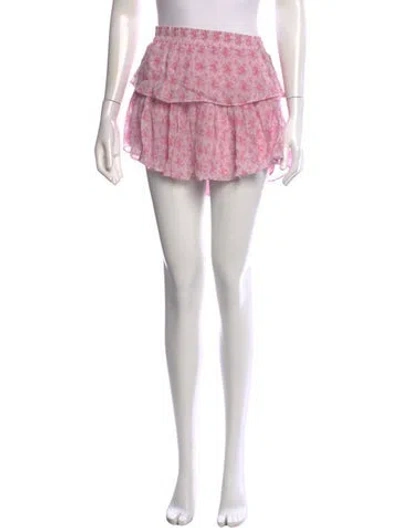 Pre-owned Loveshackfancy Floral Print Mini Skirt In Pink