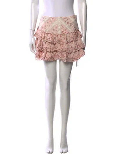 Pre-owned Loveshackfancy Floral Print Mini Skirt In Pink