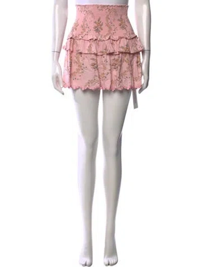 Pre-owned Loveshackfancy Floral Print Mini Skirt In Pink