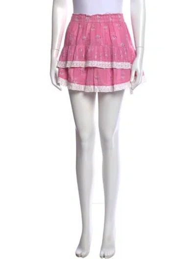 Pre-owned Loveshackfancy Floral Print Mini Skirt In Pink