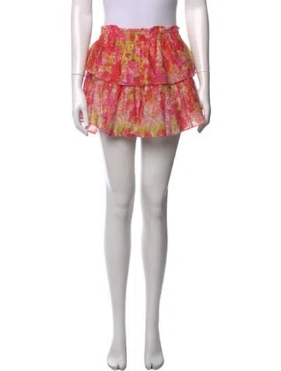 Pre-owned Loveshackfancy Floral Print Mini Skirt In Pink