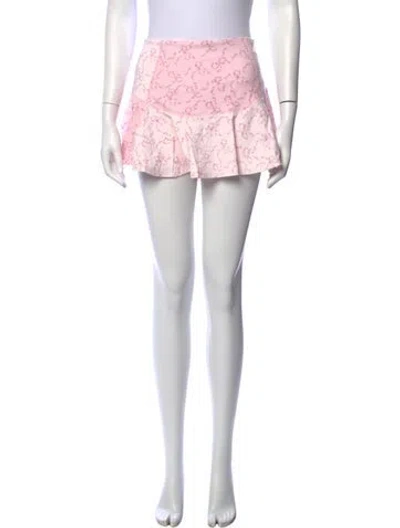 Pre-owned Loveshackfancy Floral Print Mini Skirt In Pink
