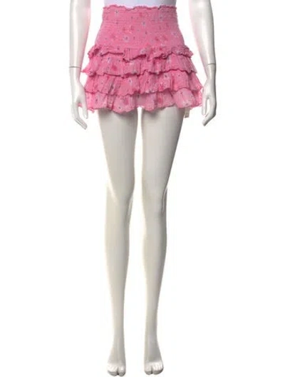 Pre-owned Loveshackfancy Floral Print Mini Skirt In Pink
