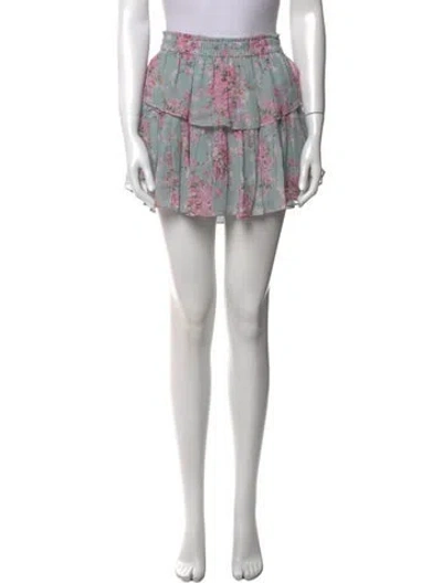 Pre-owned Loveshackfancy Floral Print Mini Skirt In Pink
