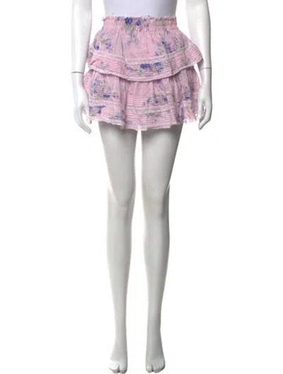 Pre-owned Loveshackfancy Floral Print Mini Skirt In Pink