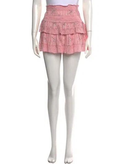 Pre-owned Loveshackfancy Floral Print Mini Skirt In Pink
