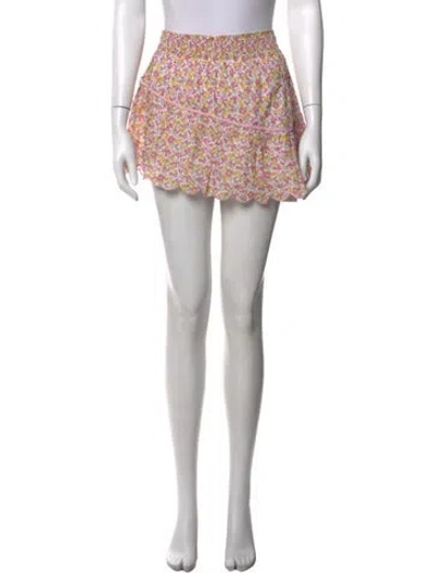 Pre-owned Loveshackfancy Floral Print Mini Skirt In Pink
