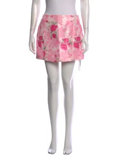 Pre-owned Loveshackfancy Floral Print Mini Skirt In Pink