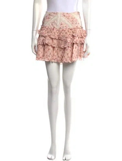 Pre-owned Loveshackfancy Floral Print Mini Skirt In Pink