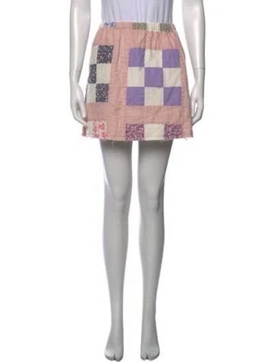 Pre-owned Loveshackfancy Floral Print Mini Skirt In Pink