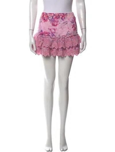 Pre-owned Loveshackfancy Floral Print Mini Skirt In Pink