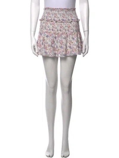 Pre-owned Loveshackfancy Floral Print Mini Skirt In Pink