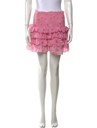 Pre-owned Loveshackfancy Floral Print Mini Skirt In Pink