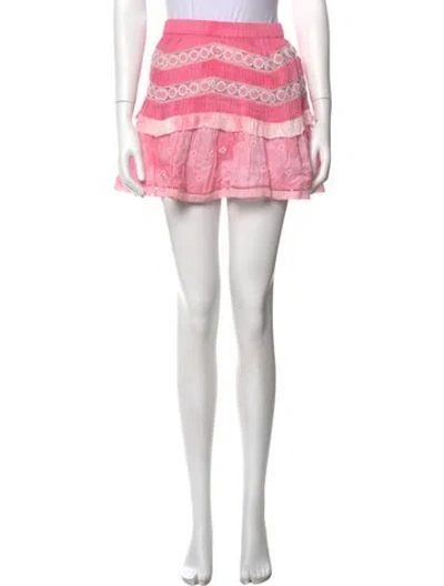 Pre-owned Loveshackfancy Floral Print Mini Skirt In Pink