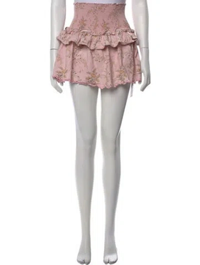 Pre-owned Loveshackfancy Floral Print Mini Skirt In Pink