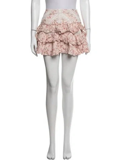 Pre-owned Loveshackfancy Floral Print Mini Skirt In Pink