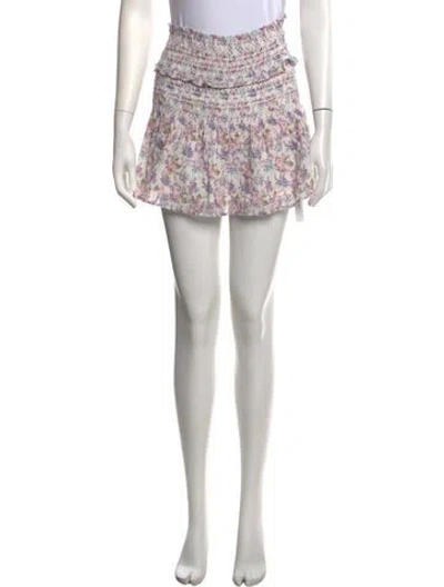Pre-owned Loveshackfancy Floral Print Mini Skirt In Pink