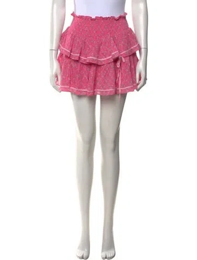 Pre-owned Loveshackfancy Floral Print Mini Skirt In Pink