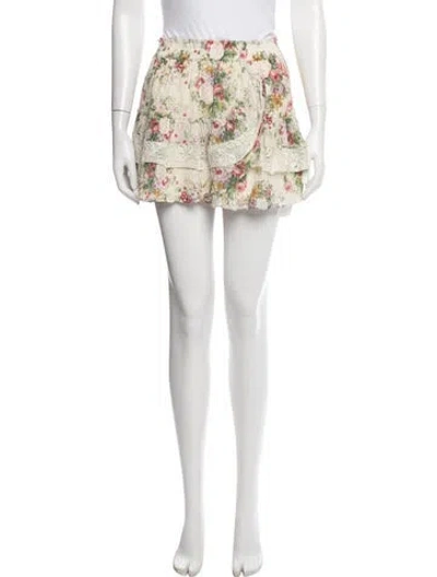 Pre-owned Loveshackfancy Floral Print Mini Skirt In Pink