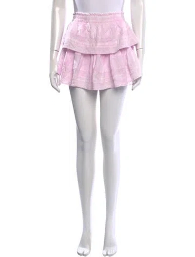 Pre-owned Loveshackfancy Floral Print Mini Skirt In Pink