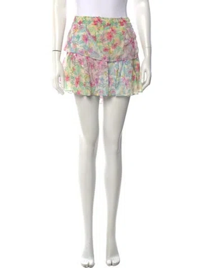 Pre-owned Loveshackfancy Floral Print Mini Skirt In Pink
