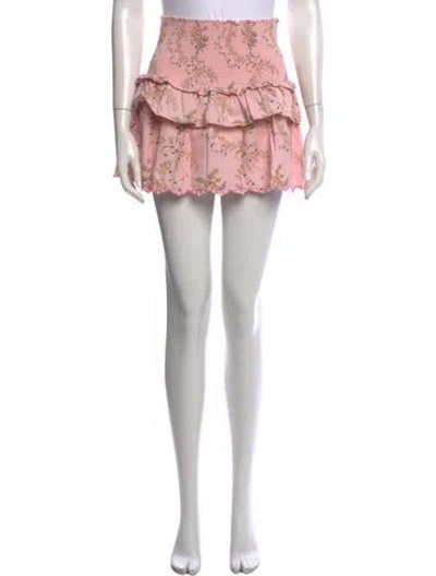 Pre-owned Loveshackfancy Floral Print Mini Skirt In Pink