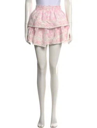 Pre-owned Loveshackfancy Floral Print Mini Skirt In Pink