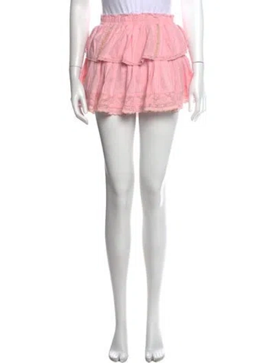 Pre-owned Loveshackfancy Floral Print Mini Skirt In Pink
