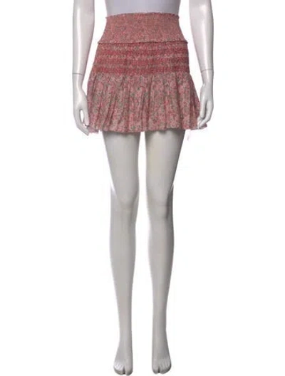Pre-owned Loveshackfancy Floral Print Mini Skirt In Pink