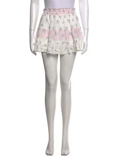 Pre-owned Loveshackfancy Floral Print Mini Skirt In Pink