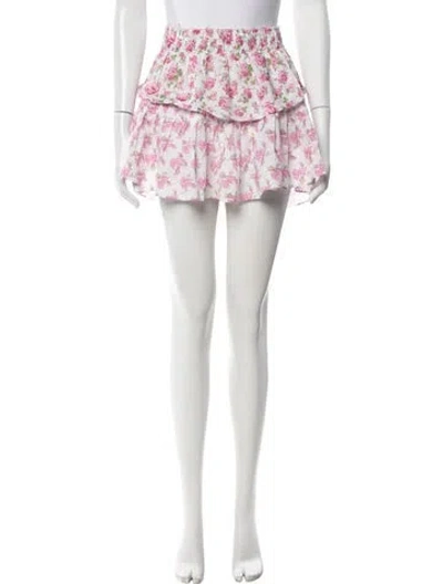 Pre-owned Loveshackfancy Floral Print Mini Skirt In Pink