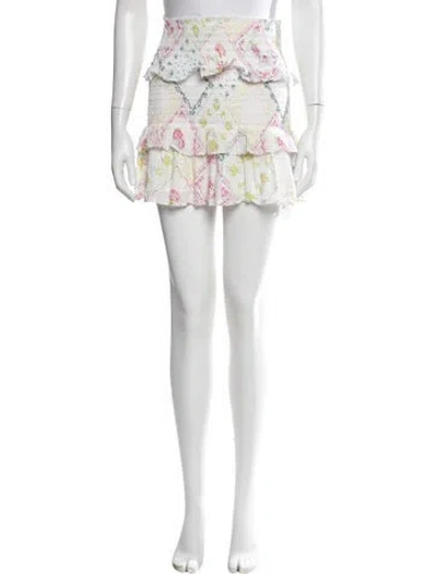 Pre-owned Loveshackfancy Floral Print Mini Skirt In Pink