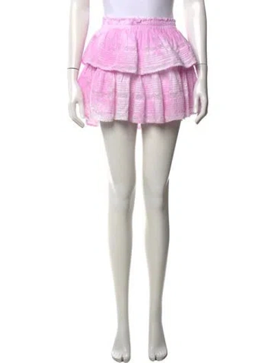 Pre-owned Loveshackfancy Floral Print Mini Skirt In Pink