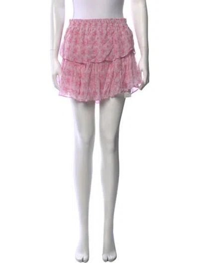 Pre-owned Loveshackfancy Floral Print Mini Skirt In Pink
