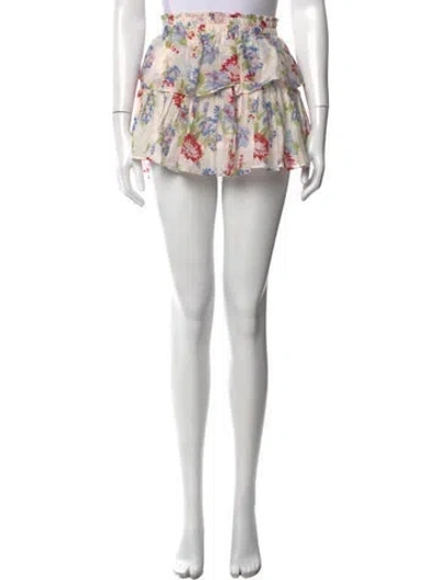 Pre-owned Loveshackfancy Floral Print Mini Skirt In Pink