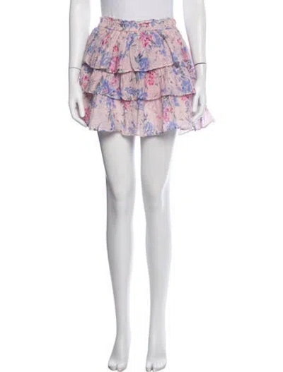 Pre-owned Loveshackfancy Floral Print Mini Skirt In Pink