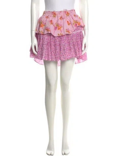 Pre-owned Loveshackfancy Floral Print Mini Skirt In Pink