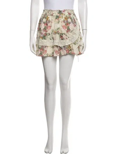 Pre-owned Loveshackfancy Floral Print Mini Skirt In Pink