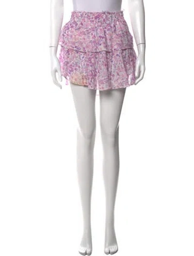 Pre-owned Loveshackfancy Floral Print Mini Skirt In Pink