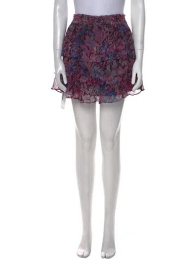 Pre-owned Loveshackfancy Floral Print Mini Skirt In Purple