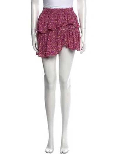 Pre-owned Loveshackfancy Floral Print Mini Skirt In Purple