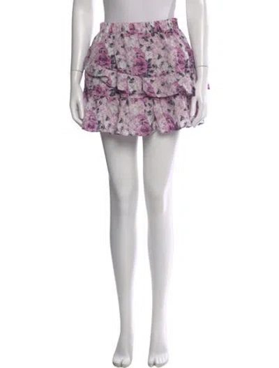 Pre-owned Loveshackfancy Floral Print Mini Skirt In Purple