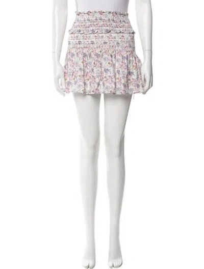 Pre-owned Loveshackfancy Floral Print Mini Skirt In Purple