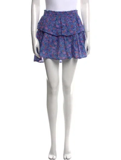 Pre-owned Loveshackfancy Floral Print Mini Skirt In Purple