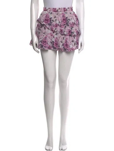 Pre-owned Loveshackfancy Floral Print Mini Skirt In Purple