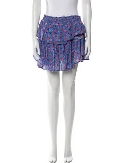 Pre-owned Loveshackfancy Floral Print Mini Skirt In Purple