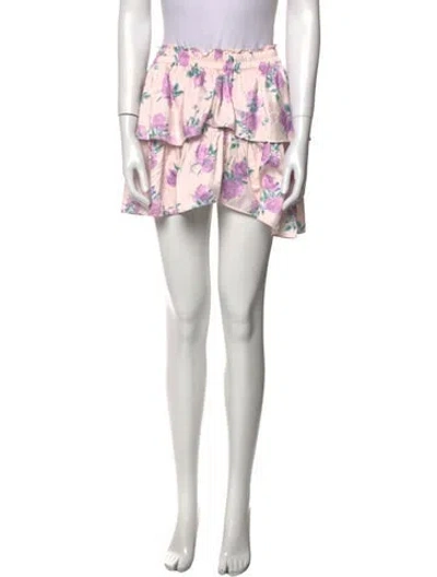 Pre-owned Loveshackfancy Floral Print Mini Skirt In Purple